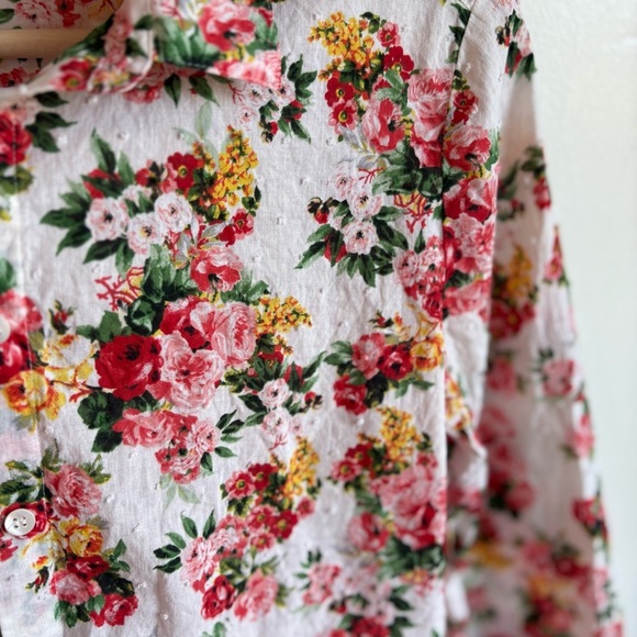 Sézane Pierro Shirt Bouquet De Rose Size 34/36 Button Down Feminine Floral Shirt - Picture 8 of 10